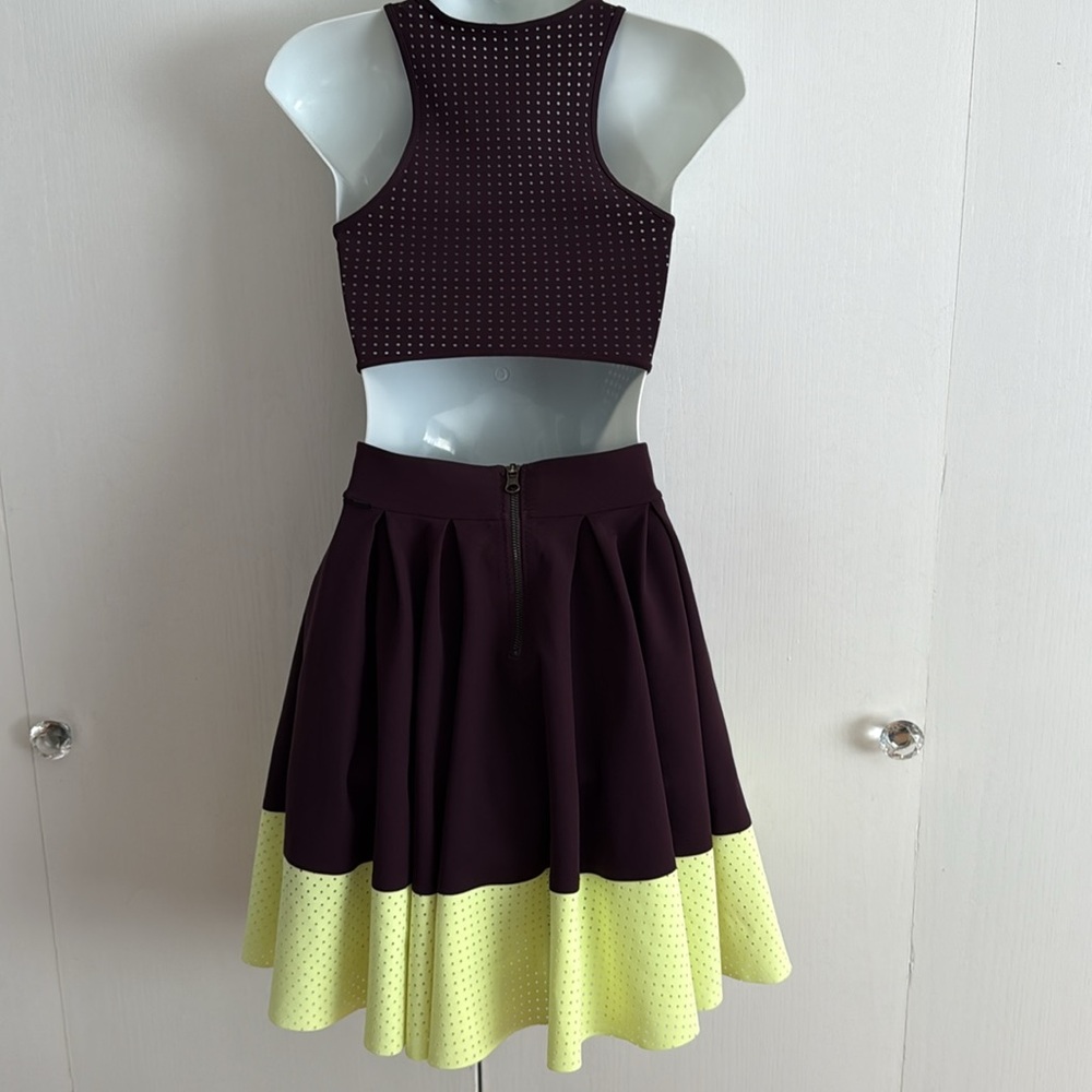 RARE Lululemon Away Dress Black Cherry/Clear Mint Mesh Cut-Out Tennis Athletic 2 - Picture 5 of 15